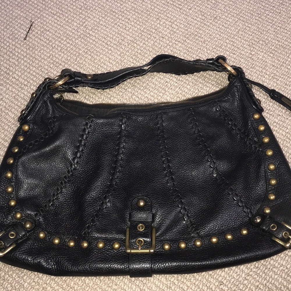 Black leather Isabella fiore bag with gold
